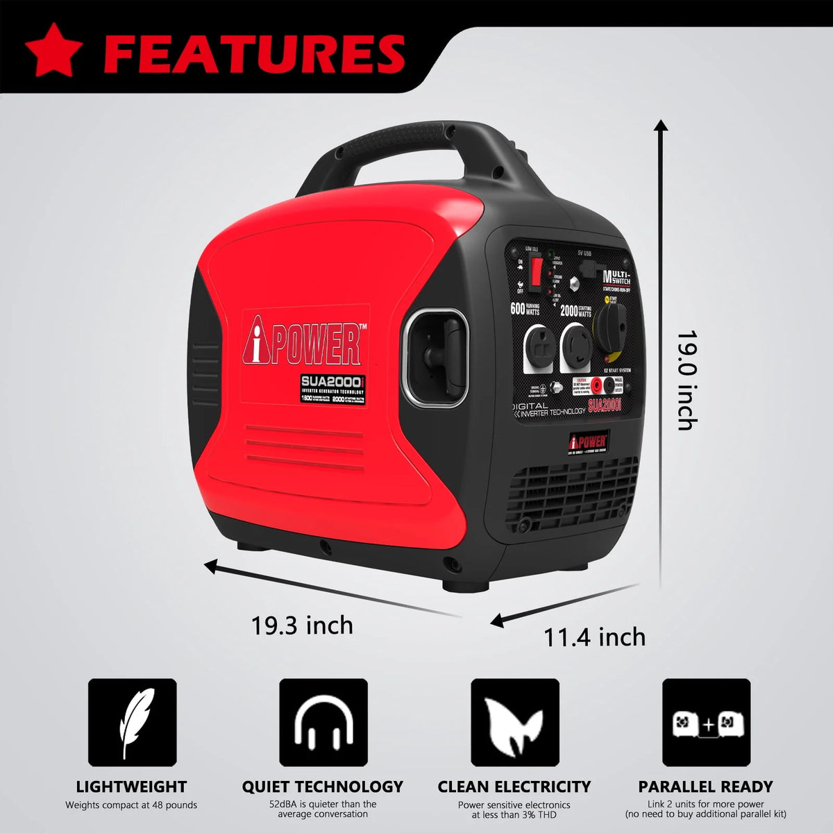2000W Portable Inverter Generator H433434
