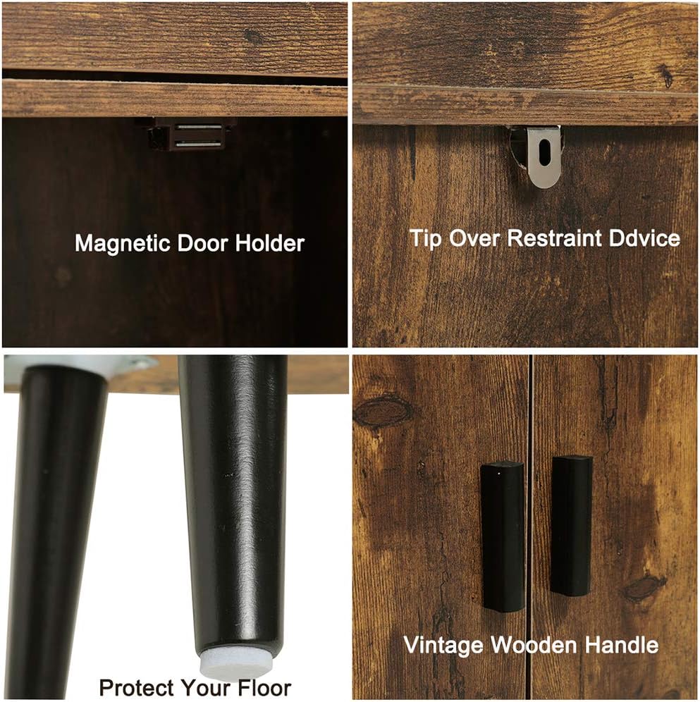 Rustic Brown Storage Cabinet with 1 Drawer 2 Doors 3 Shelves P4333