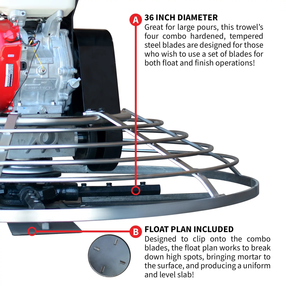 36" Concrete Power Trowel with Float Pan E530965