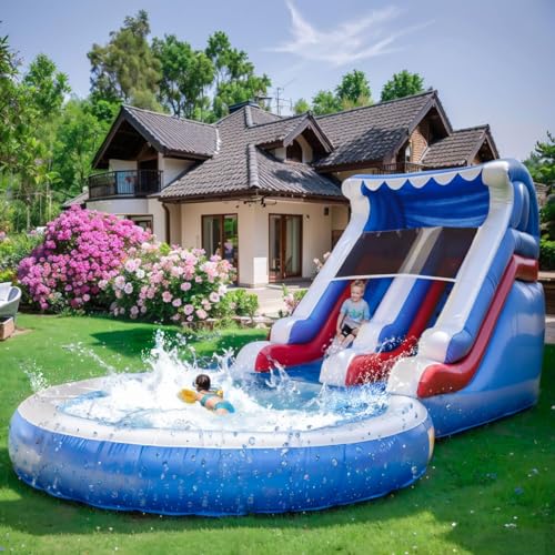20FT Inflatable Water Slide with Climbing Ladder and Splash Pool K9874