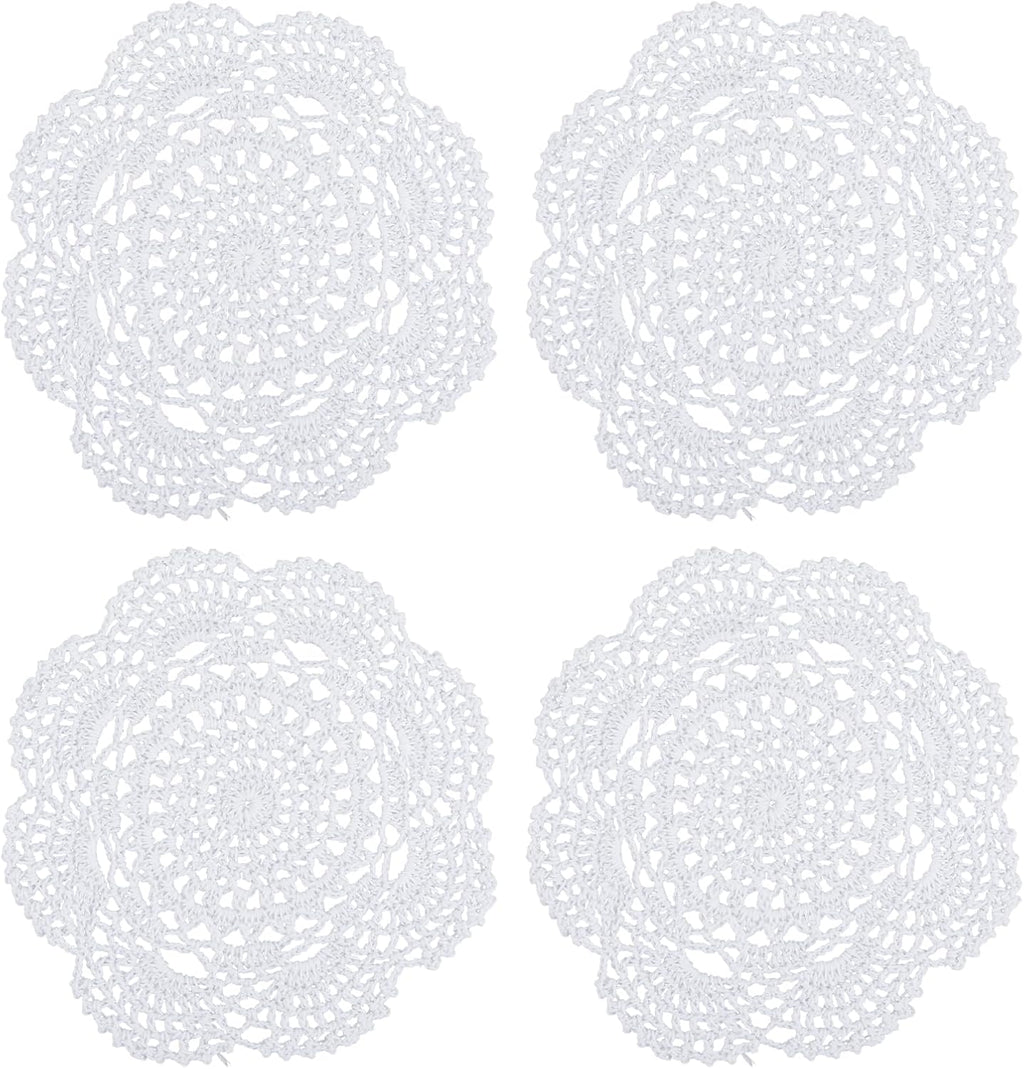4 Pcs Lace Cotton Crochet Round Table Placemats X835