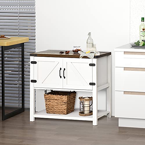 White Double Door Coffee Bar Cabinet with Bottom Shelf C19820