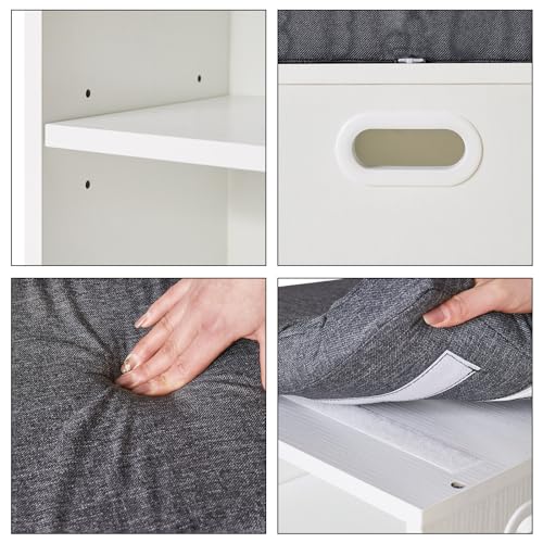 White 2 Tier Shoe Storage Bench with Cushion X292325
