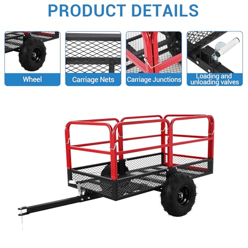 1500 Lbs Capacity 22 Cubic Feet Heavy Duty Steel Yard Wagon with 2 Wheels O510
