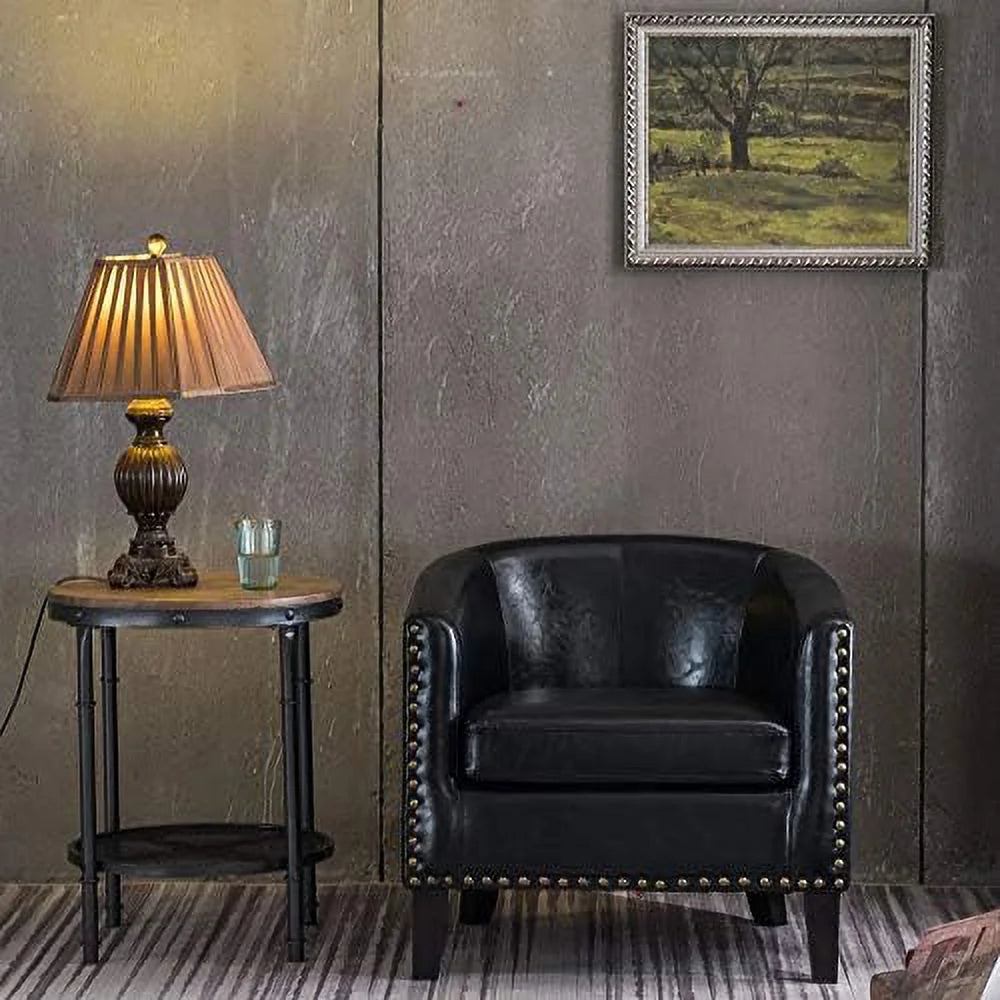 Set of 2 Faux Leather Barrel Chairs R713