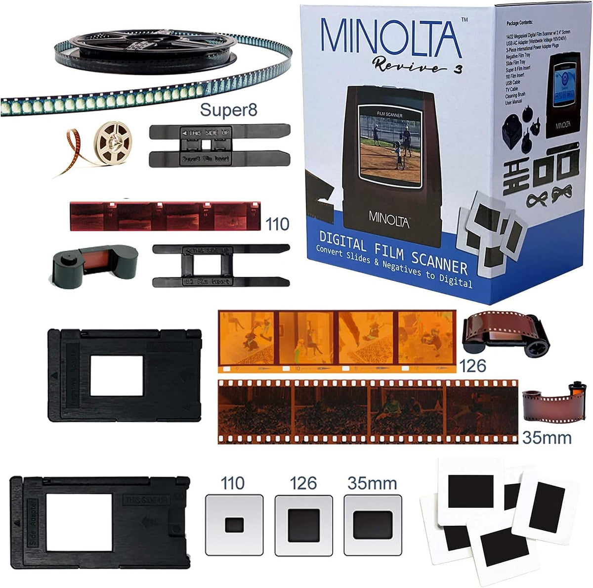 Red Film & Slide Scanner for 35mm, 126, 110, Super 8 Films X33450