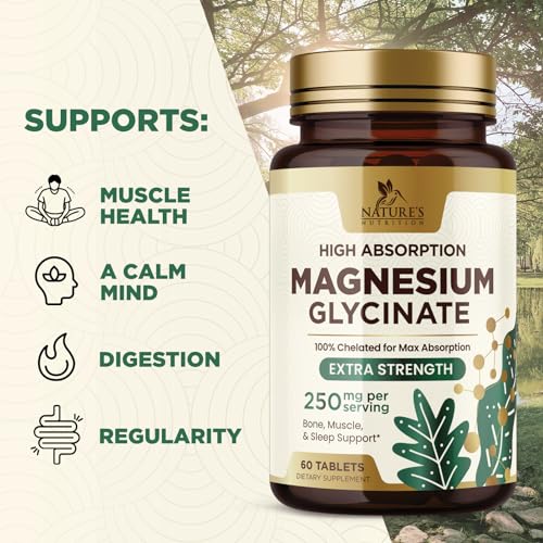 Magnesium Glycinate Supplement, 250 mg, 100% Chelated Magnesium Tablets K2712