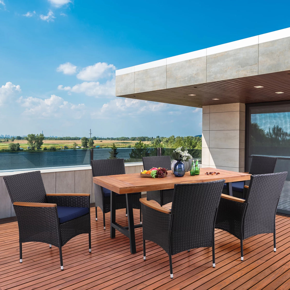 68”L Outdoor Acacia Wood Rectangular Dining Table A871