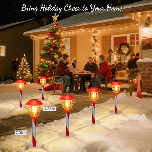 6 Pack Solar Pathway Lights Candy Cane E40022