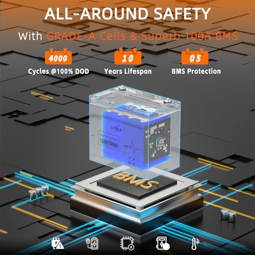 12.8V 100Ah LiFePO4 Battery with Built-in 100A BMS J4599