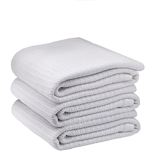White Twin Size 100% Cotton Thermal Blanket E444