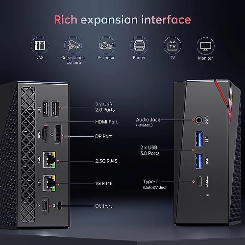 Mini Gaming PC AMD Ryzen 7 5800U 16GB DDR4 RAM 512GB SSD Wind 11 Pro 8 Cores 16 Threads Mini Computers 4K Triple Display Mini Desktop Bluetooth WiFi 6 S1788