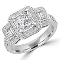 2.4 CTW Radiant Diamond Three-Stone Engagement Ring in 14K White Gold H946384
