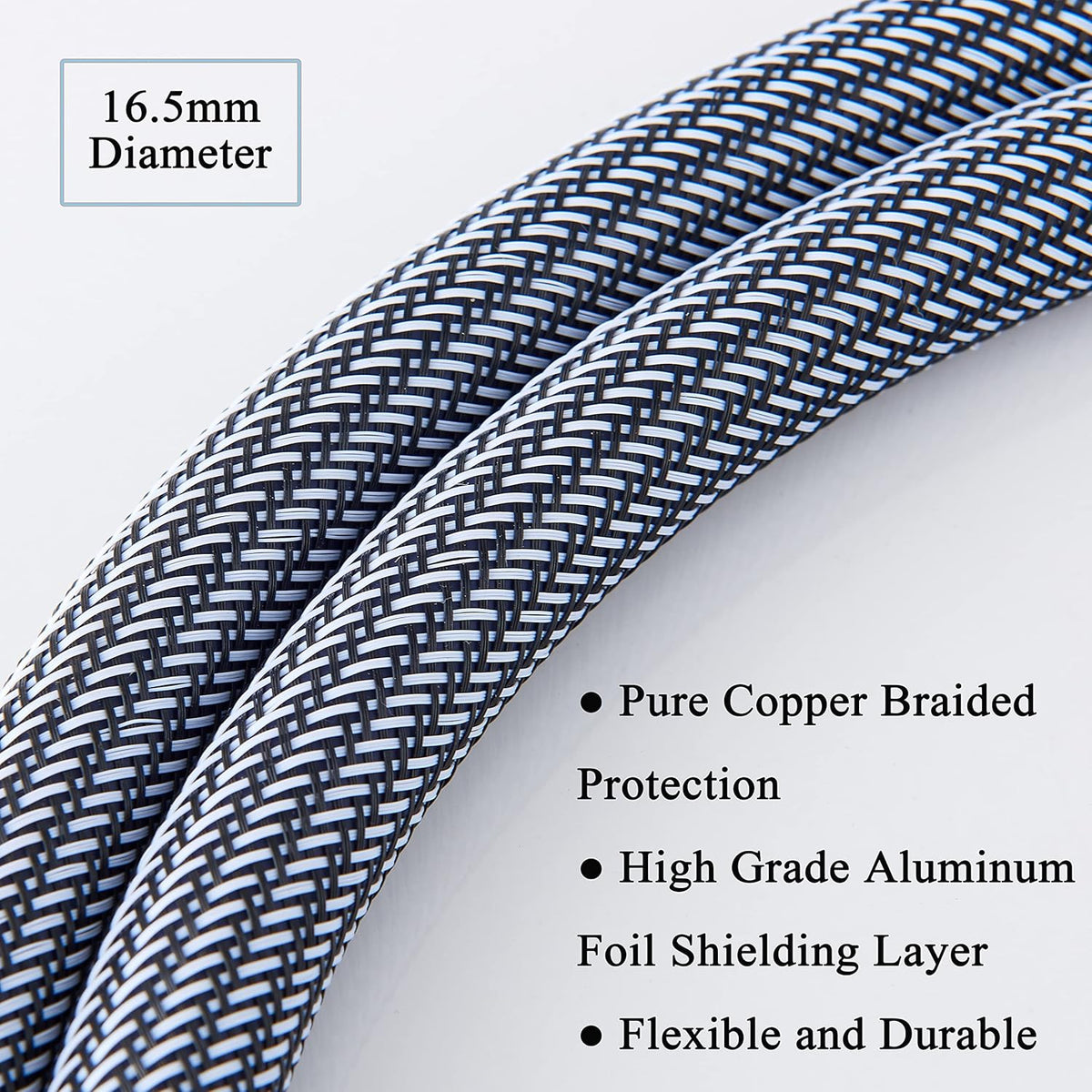 12AWG Audiophile Power Cable with Braided Sleeves, 5FT N278