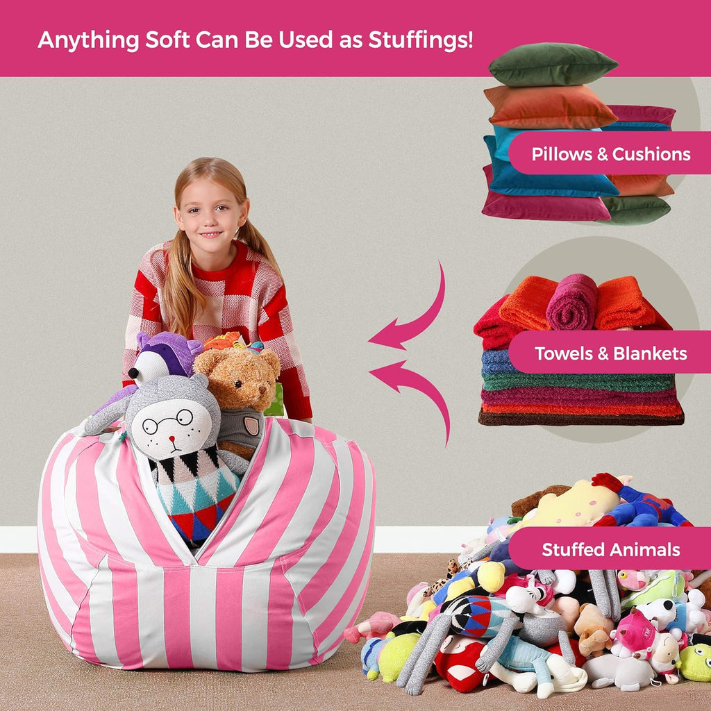 Medium Canvas Stripes Pink/White Beanbag Cover X229