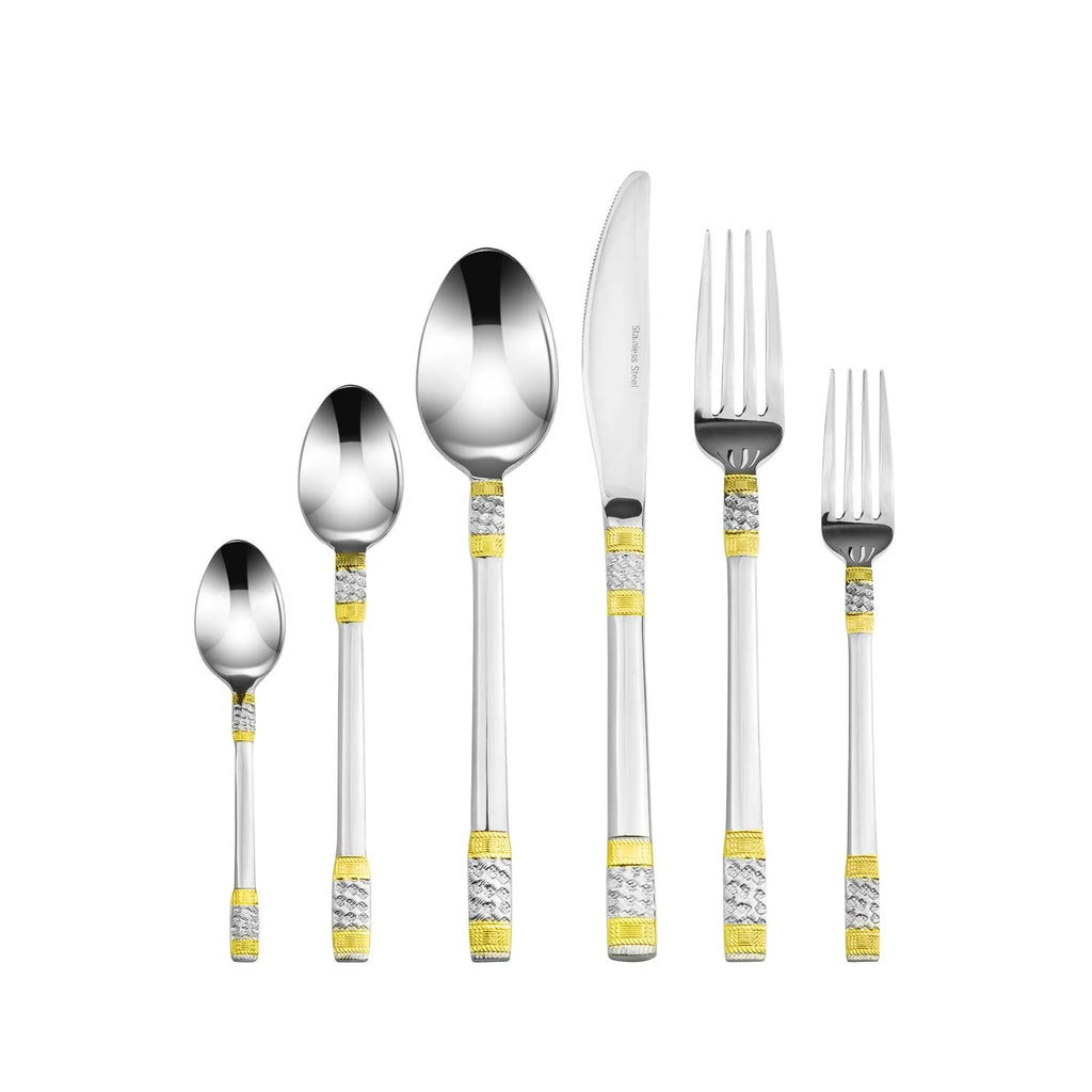 75-Piece 18/10 Stainless Steel Gold-Plated Cutlery Set with Wood Storage Case D1165
