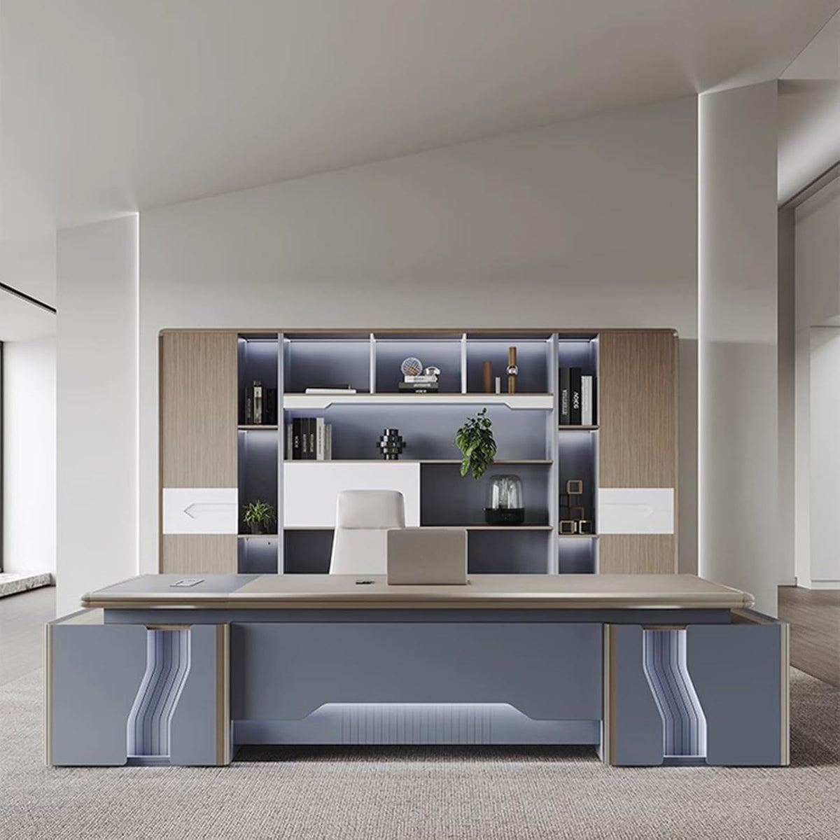 L Shaped Computer Desk with Drawers Cabinet O333854