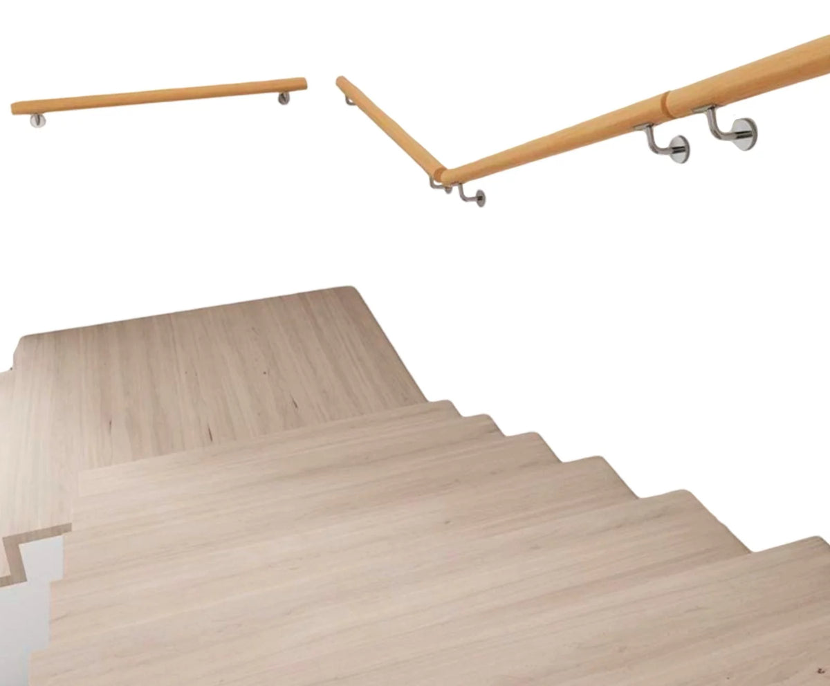 Silver 15 FT Long Wooden Stair Handrail with Iron Bracket Q229