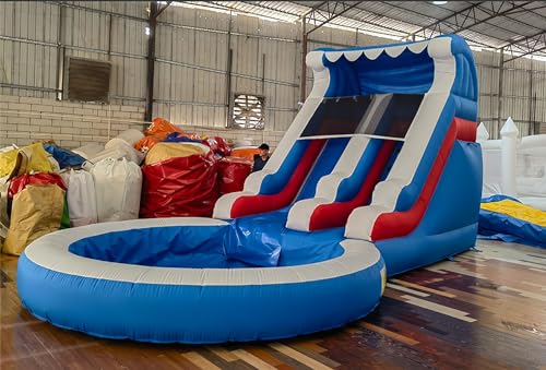 20FT Inflatable Water Slide with Climbing Ladder and Splash Pool K9874