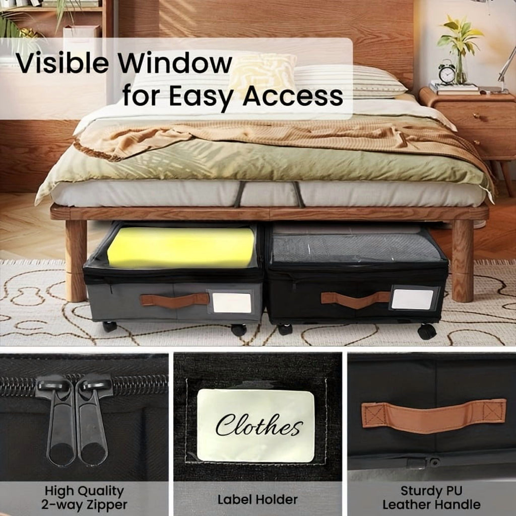 2-Pack Under-Bed Storage Bins with Wheels & Clear Window S5454