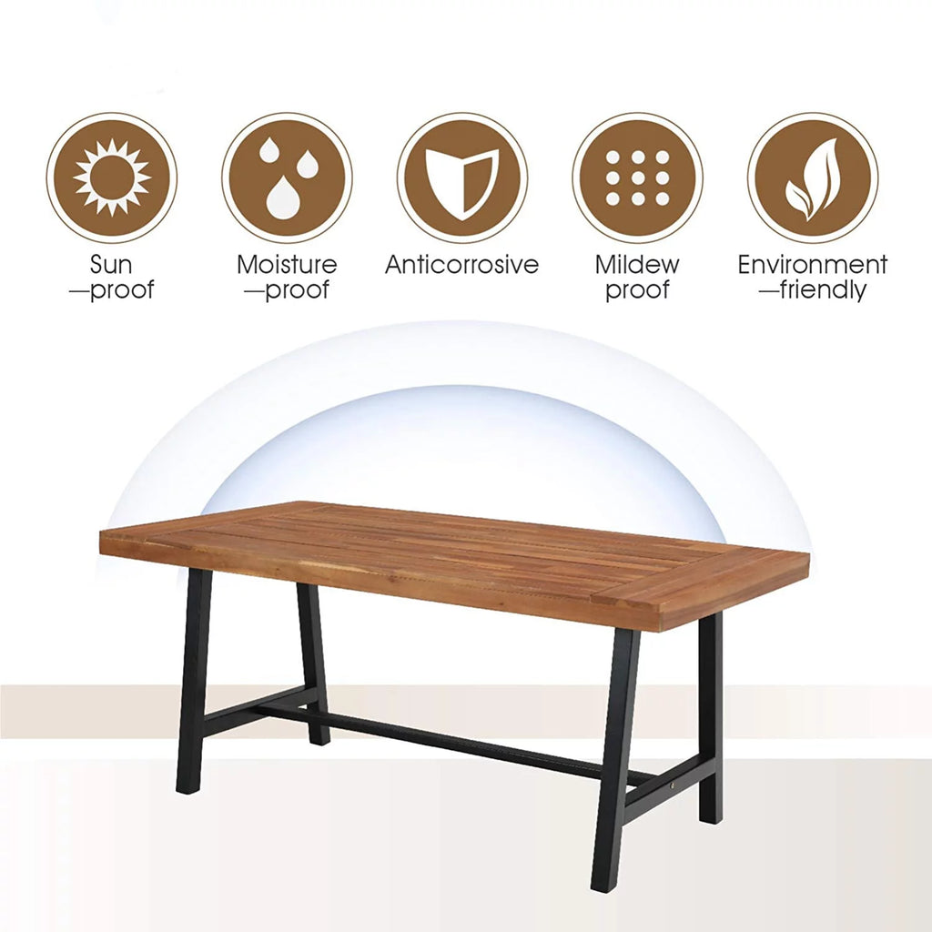 68”L Outdoor Acacia Wood Rectangular Dining Table A871