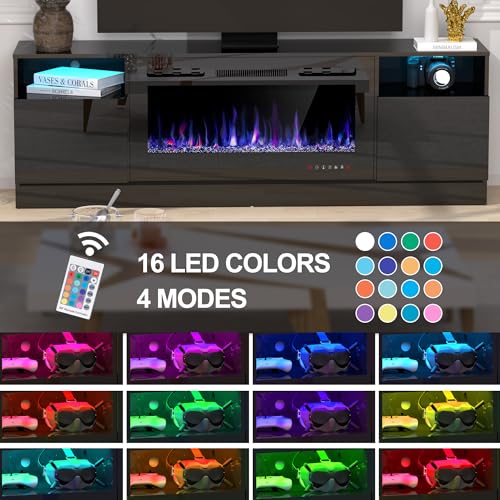 White 70" Fireplace TV Stand with 36" Electric Fireplace U62679