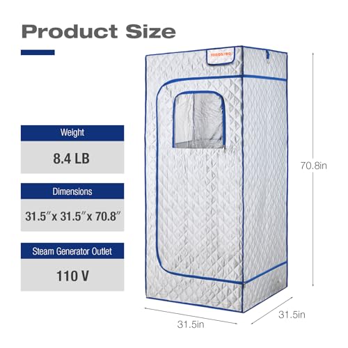 Black 2.6L 1000W Steam Sauna Tent with Remote Control D28460