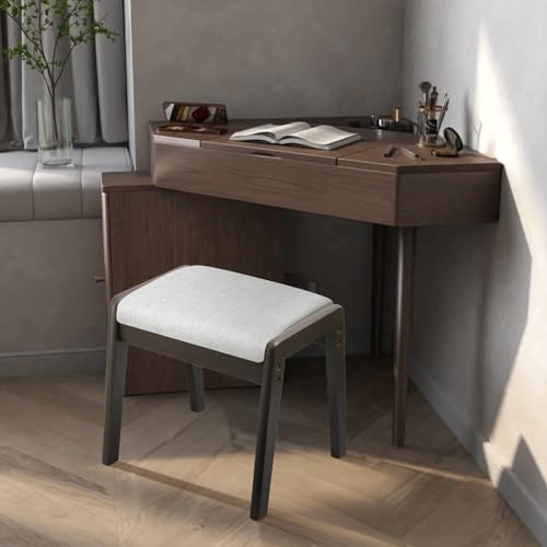 Dark Walnut-Grey Vanity Stool I42185