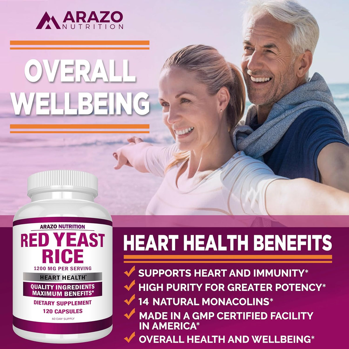 Red Yeast Rice Extract 1200 MG Vegetarian 120 Capsules U9845
