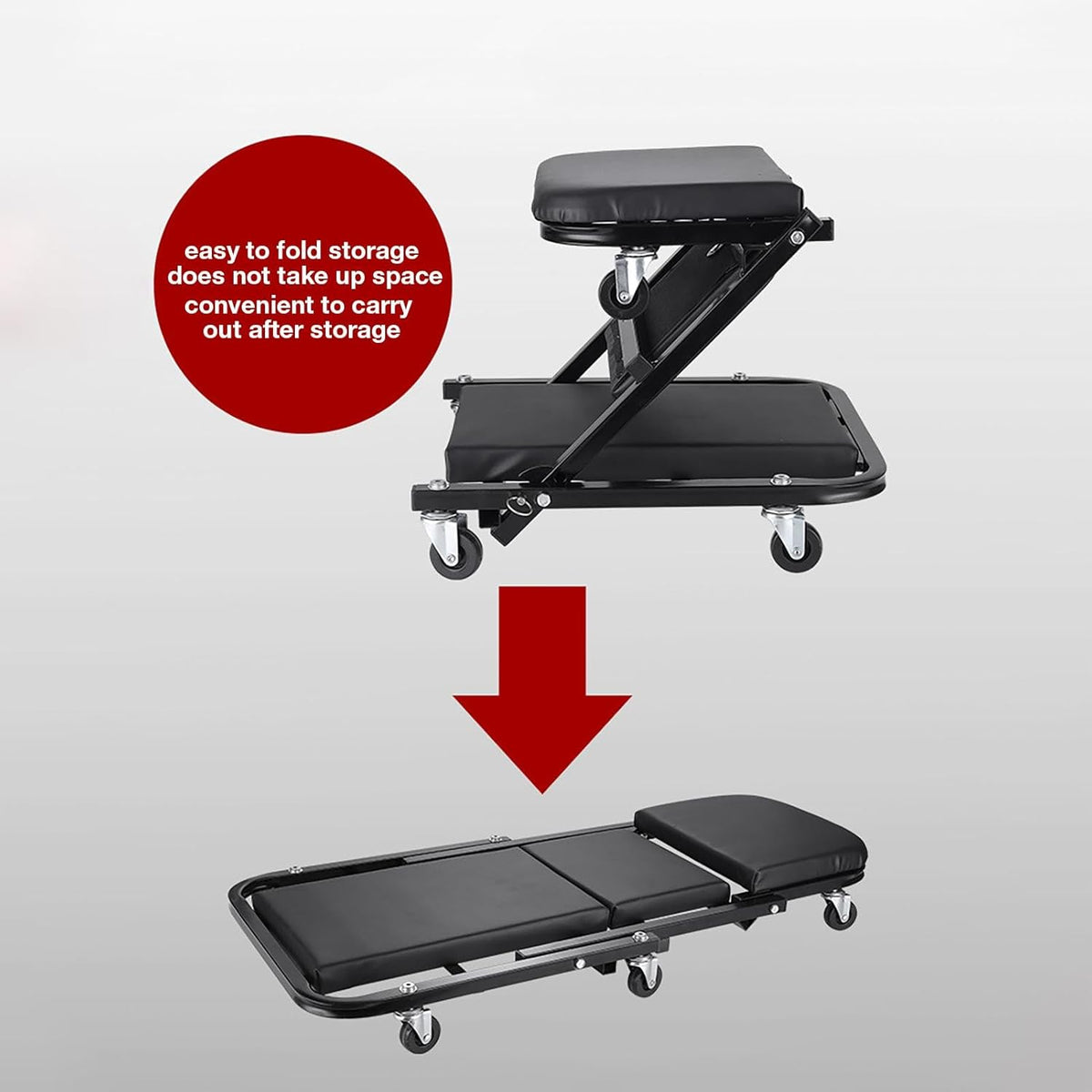 36 Inches Adjustable Rolling Garage Creeper with 6 Swivel Casters B52422