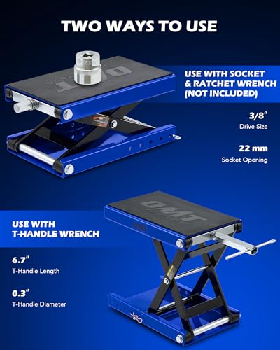 1100lb Motorcycle Scissor Lift Jack with Wide Deck T Handle I302