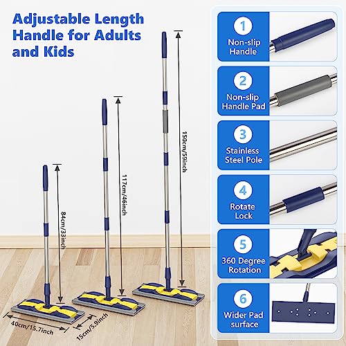 Microfiber Flat Mop with 4X Mop Pads and Adjustable Handle J976