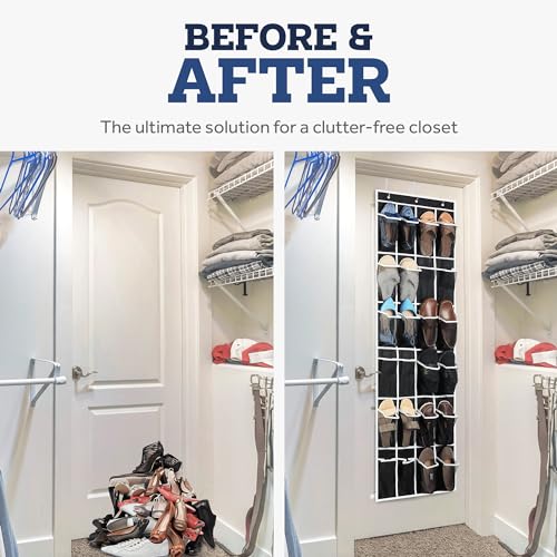 White 3 Pack Over The Door Shoe Organizer with 12 Mesh Pockets D54152