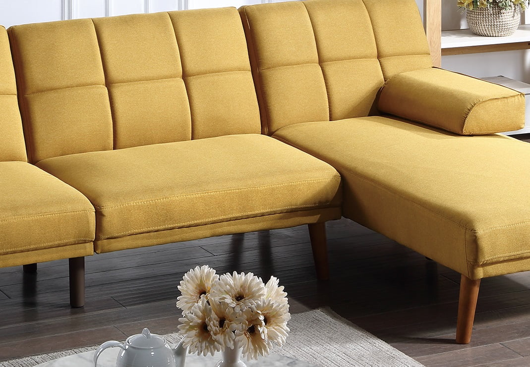 Mustard Polyfiber Adjustable Sofa Bed H4147