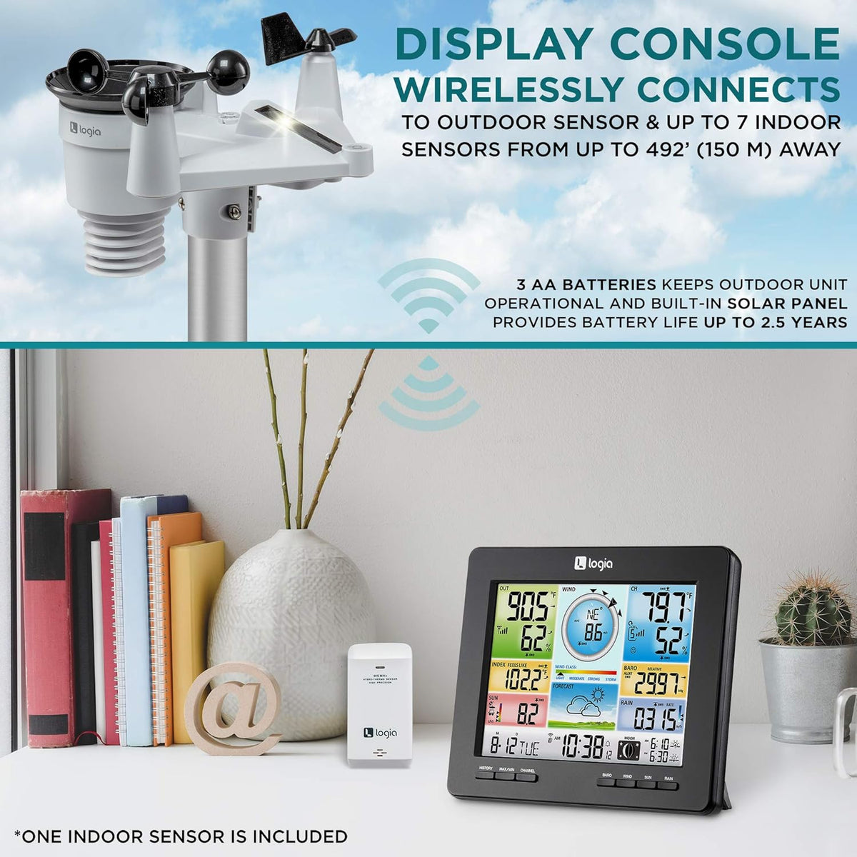 7-in-1 Wi-Fi Weather Station with Solar Wireless Color Console B12833