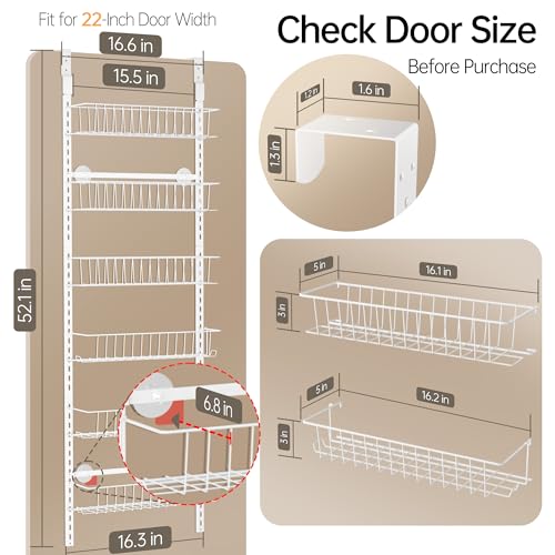 White 6-Tier Metal Over the Door Pantry Organizer Rack O775