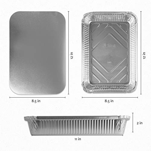 Disposable 4 LB Aluminum Oblong Baking Pans 12'' X 8'' X 2'' Inch With Cardboard Lids Bakeware Pack of 10 Pans and 10 Lids I24762