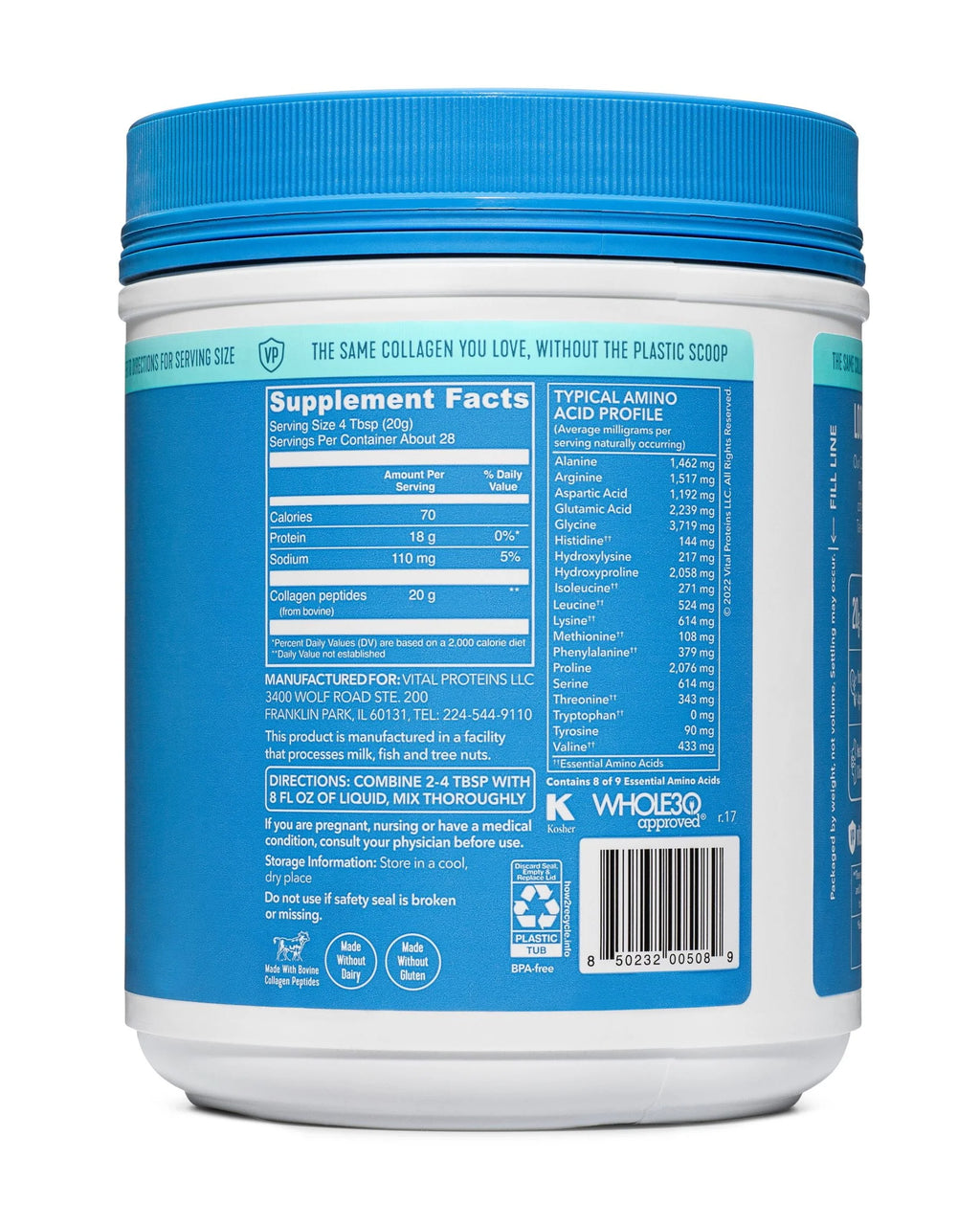 Unflavored Collagen Peptides Supplement Powder, 20 oz G150