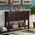 Espresso Buffet Sideboard Console with 2 Cabinets 4 Drawers and Open Bottom Shelf B22562