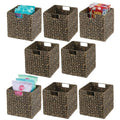 Black Wash Woven Hyacinth Cube Organizer Basket with Handles, 8 Pack D958735