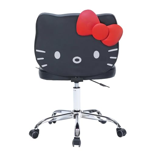 Black Adjustable Height Swivel Vanity Chair with Wheels Q437