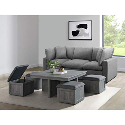 Grey Coffee Table with Four Storage Stools B1224