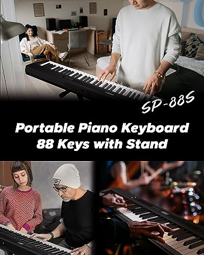 Black 88 Key Digital Piano with Stand, Pedal, Carrying Bag W6447
