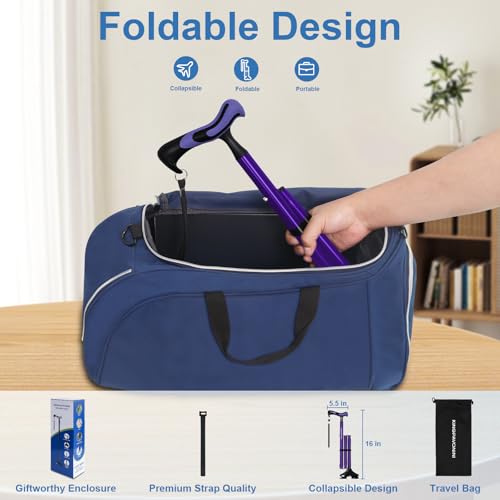Foldable Adjustable Lightweight Walking Cane with Travel Bag G70198
