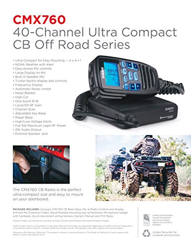 Compact Mobile CB Radio, 40-Channel, Black U1428