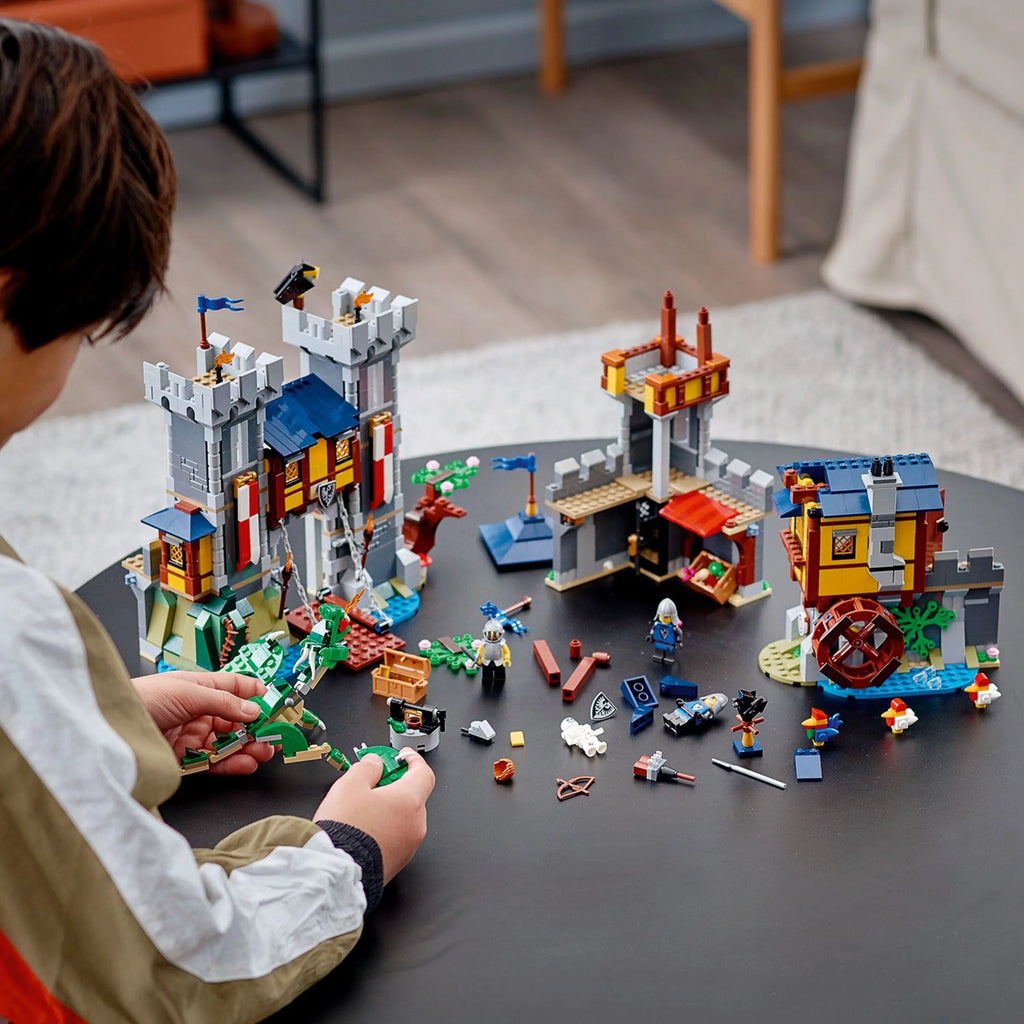 Medieval Castle Toy, 3 in 1, with Minifigures and Dragon Figure V1442