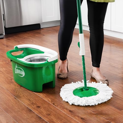 Spin Mop System with Bucket and Wringer, 2 Mop Heads C165