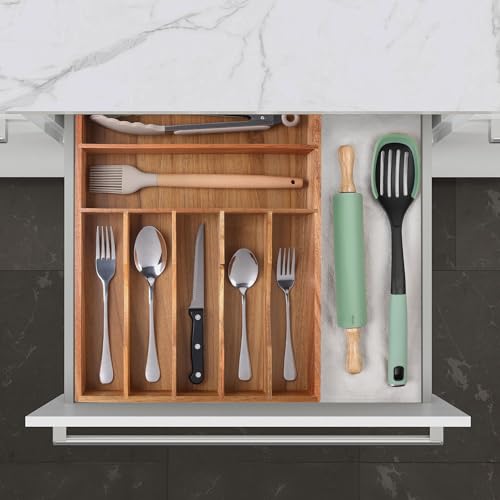 7 Slots Acacia Silverware Organizer Q804