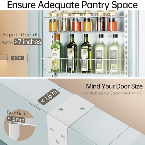 White 6-Tier Metal Over the Door Pantry Organizer Rack O775