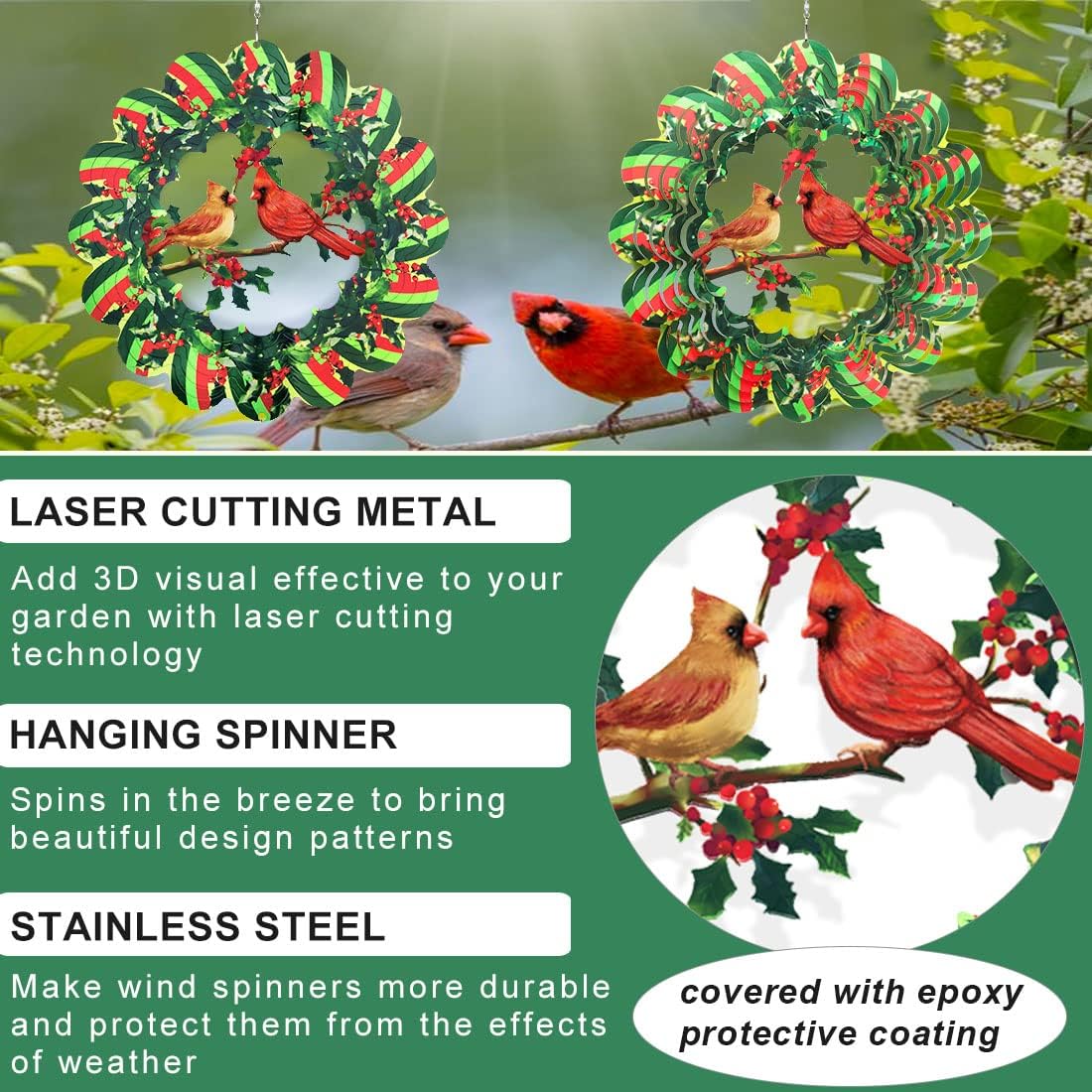 12 Inches Green Metal Wind Spinner D257264